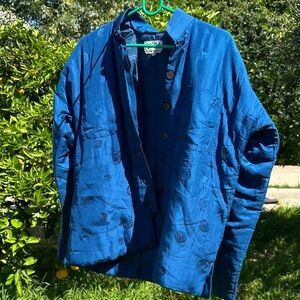 Vintage 70s 100% Silk Jacket Quilted with Mandarin Collar